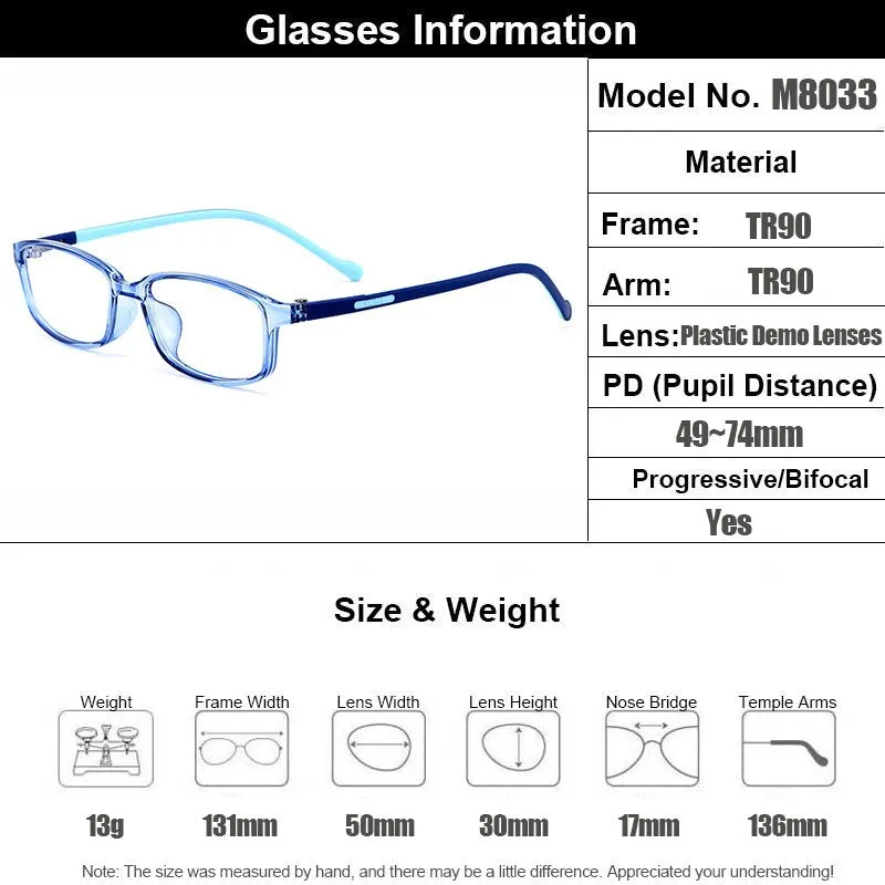 Gmei Women's Eyeglasses Ultralight Flexible Tr90 Small Face M8033