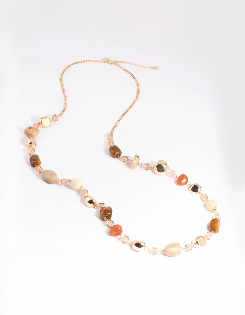 Gold Mixed Bead Long Necklace