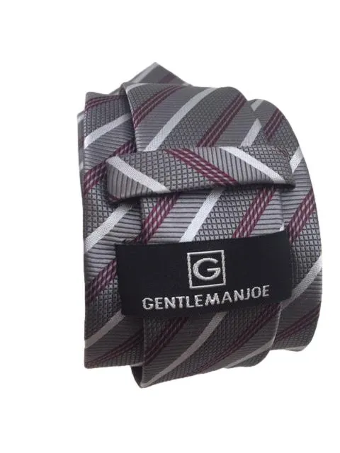 Gray Burgundy Striped Extra Long Men's Tie