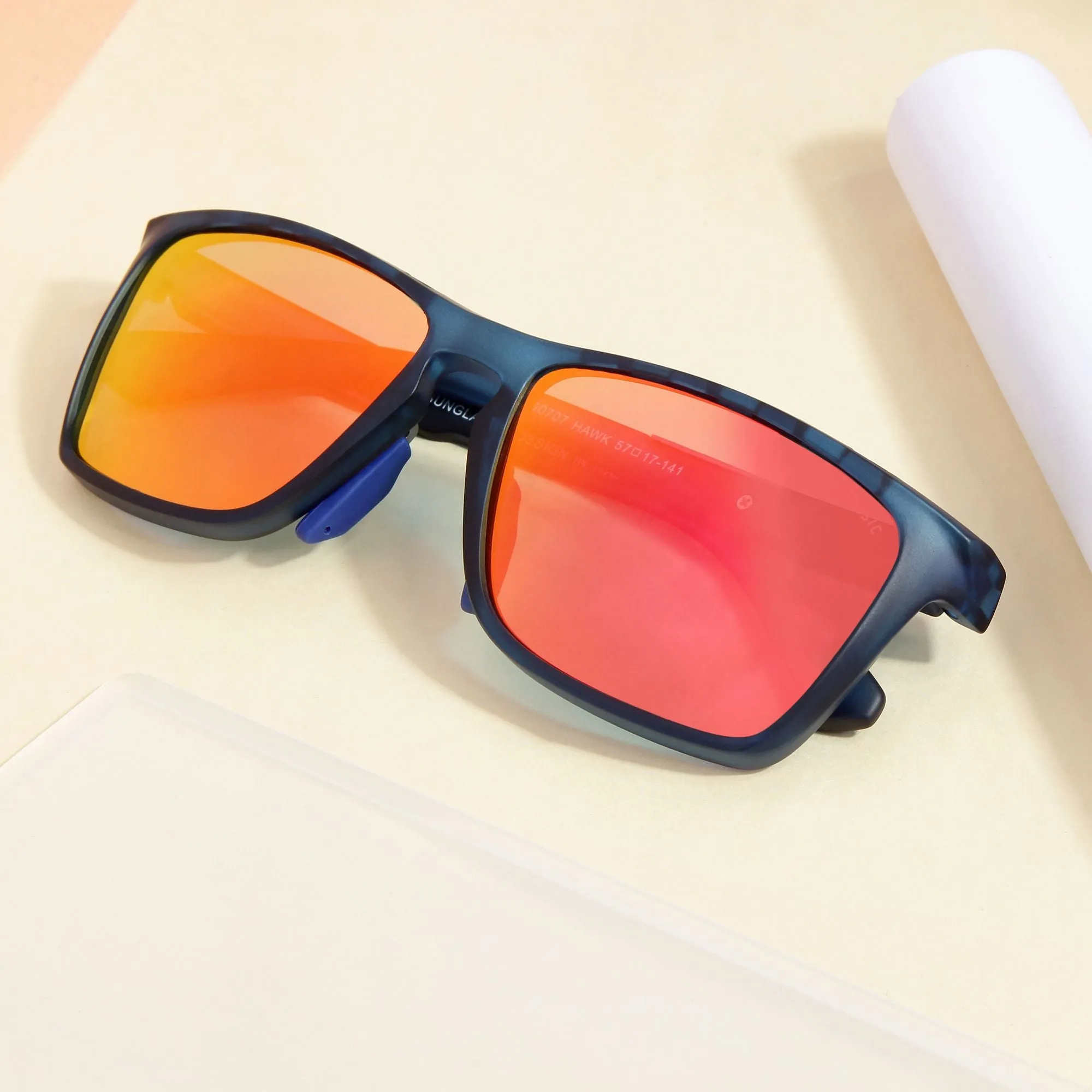 Hawk Blue Orange Mercury Polarized Rectangle TR90 Sunglasses