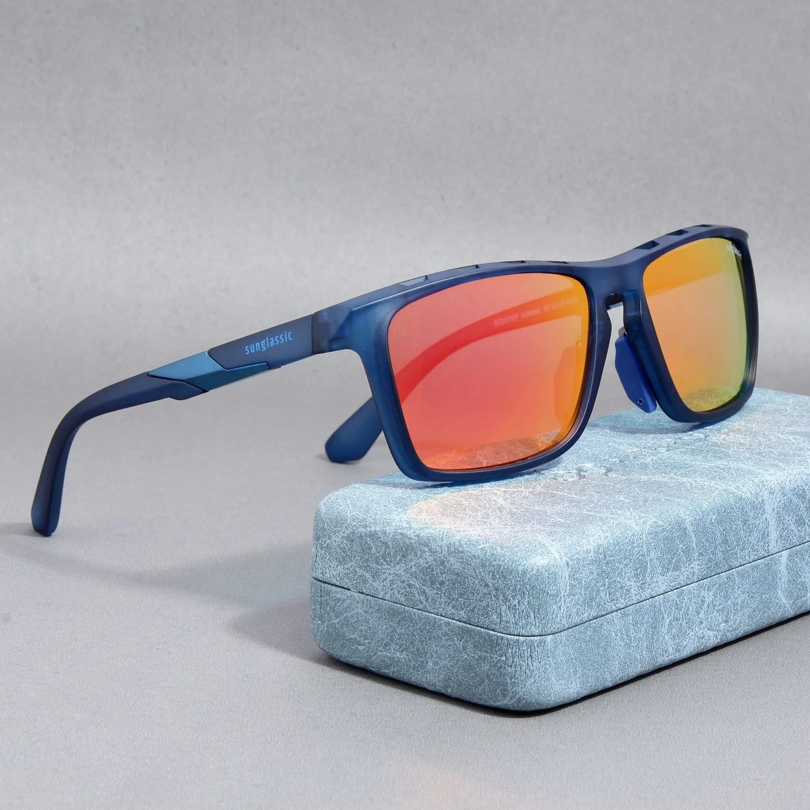 Hawk Blue Orange Mercury Polarized Rectangle TR90 Sunglasses