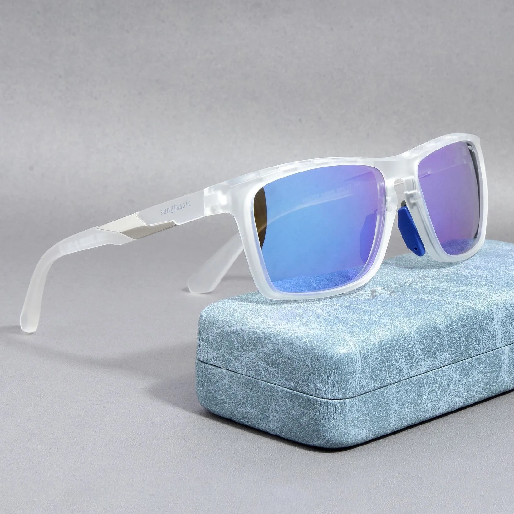 Hawk Clear Blue Mercury Polarized Rectangle TR90 Sunglasses