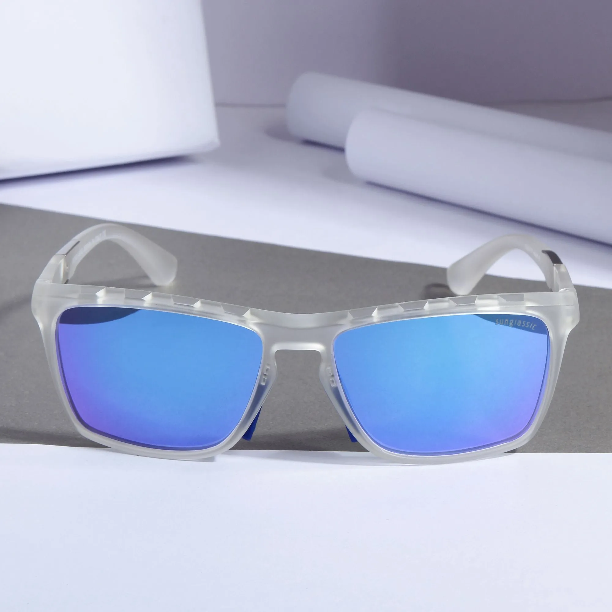 Hawk Clear Blue Mercury Polarized Rectangle TR90 Sunglasses