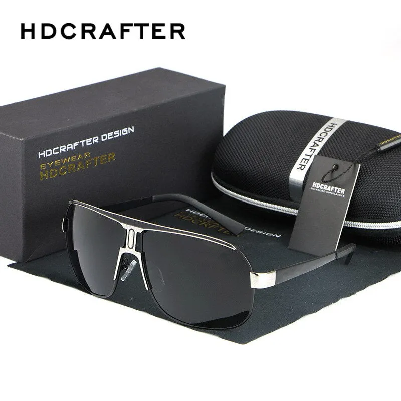 Hdcrafter Men's Full Rim Alloy Rectangle Frame Polarized Sunglasses Le028