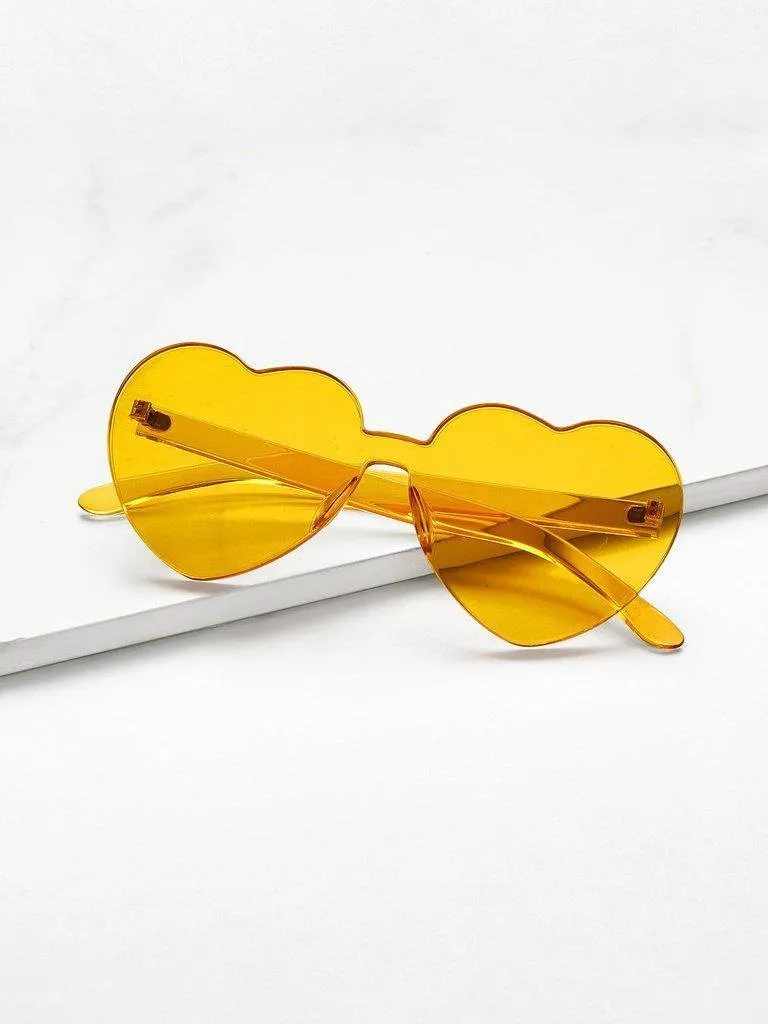 Heart Shaped Lens Rimless Sunglasses