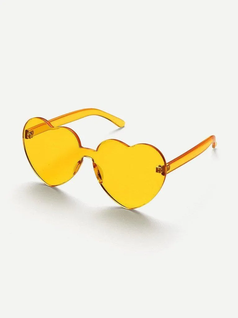 Heart Shaped Lens Rimless Sunglasses