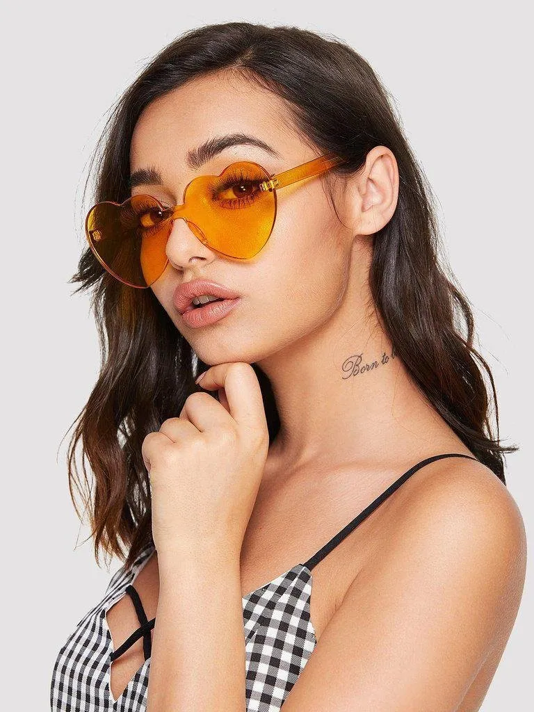 Heart Shaped Lens Rimless Sunglasses