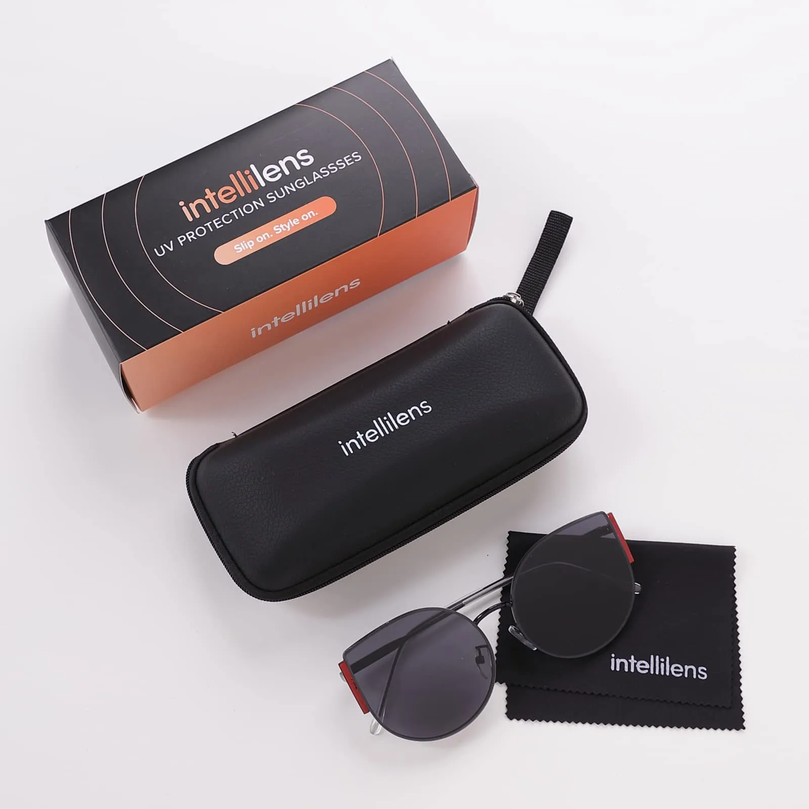 Intellilens | Branded Latest and Stylish Sunglasses | 100% UV Protected | Light Weight, Durable, Premium Looks | Men & Women | Black Lenses | Cateye | Medium