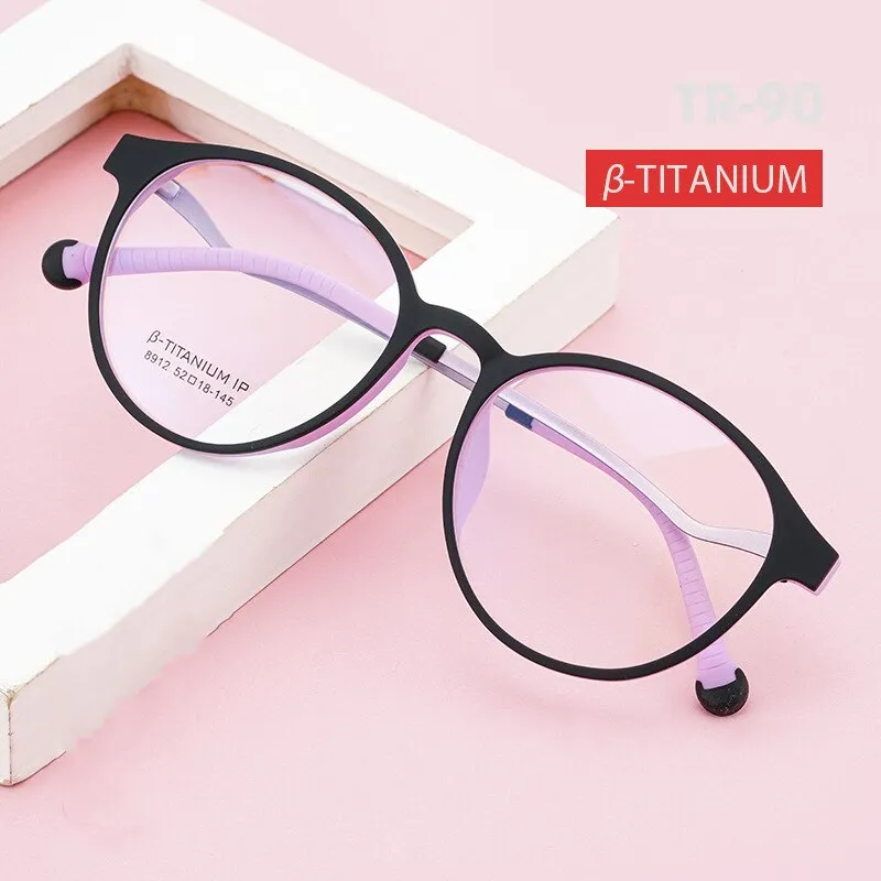 KatKani Unisex TR90 Resin β Titanium Round Frame Eyeglasses 8912zy