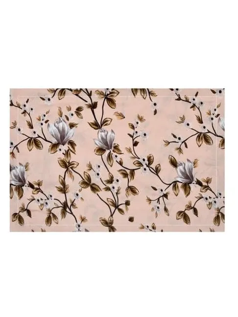 KESAR HOME Cotton Blend Floral Beige Double Bed Sheet with 2 Pillow Covers, 300TC (Beige)