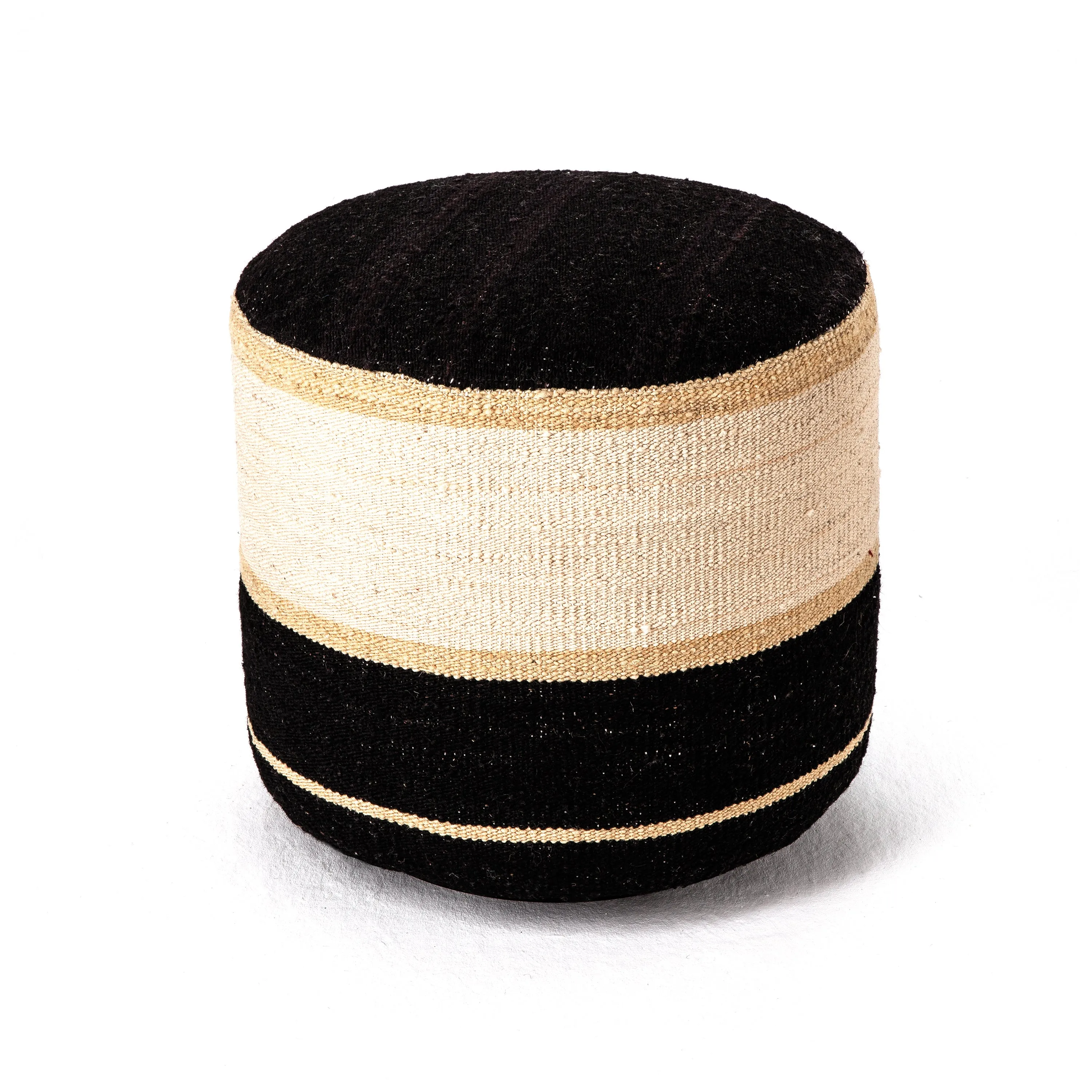 Kilim Black Pouf