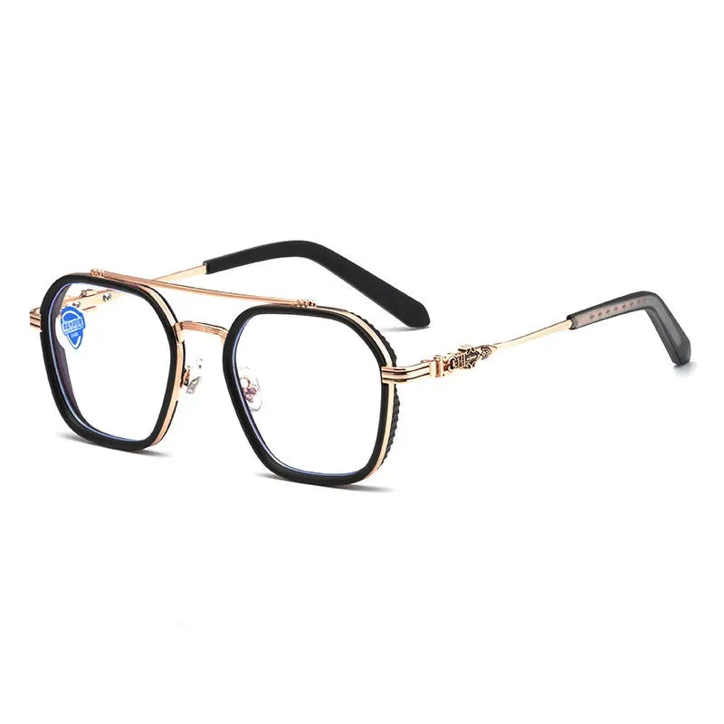 Kocolior Men's Full Rim Square Double Bridge Alloy Reading Glasses 82056