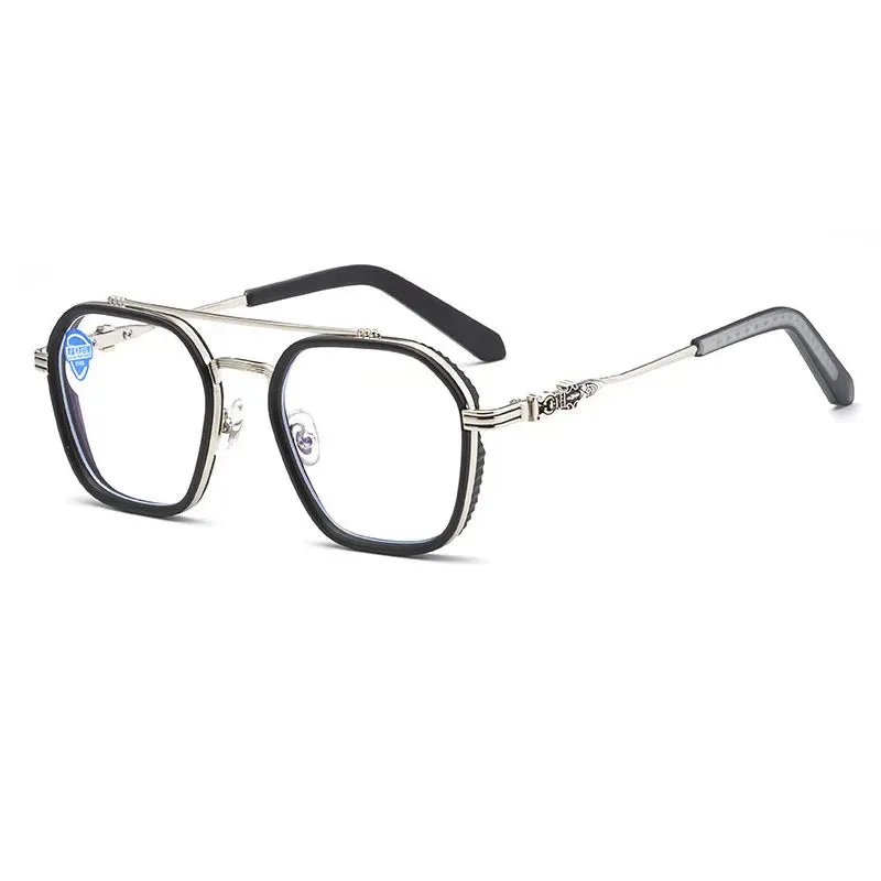 Kocolior Men's Full Rim Square Double Bridge Alloy Reading Glasses 82056