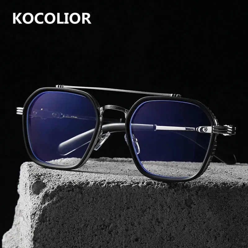 Kocolior Men's Full Rim Square Double Bridge Alloy Reading Glasses 82056