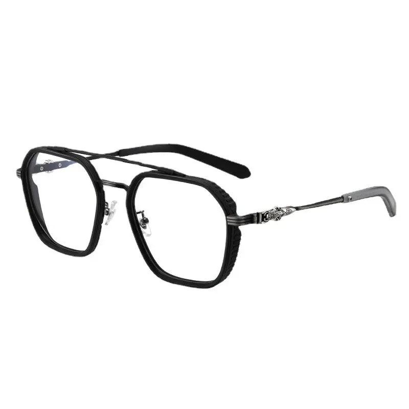 Kocolior Men's Full Rim Square Double Bridge Alloy Reading Glasses 82056