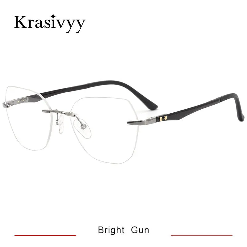 Krasivyy Women's Rimless Square Cat Eye Carbon Fiber Titanium Eyeglasses Kr16026