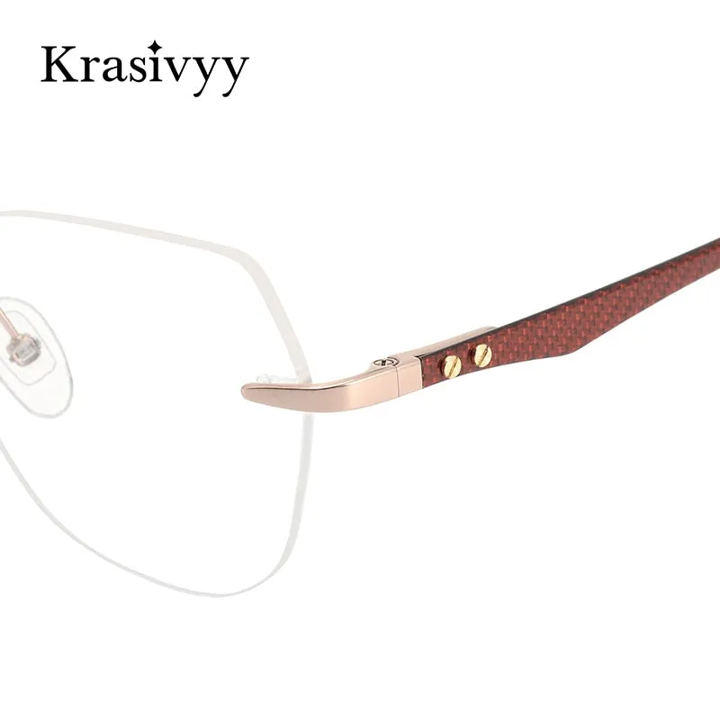 Krasivyy Women's Rimless Square Cat Eye Carbon Fiber Titanium Eyeglasses Kr16026