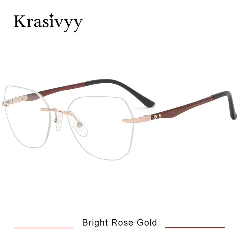 Krasivyy Women's Rimless Square Cat Eye Carbon Fiber Titanium Eyeglasses Kr16026