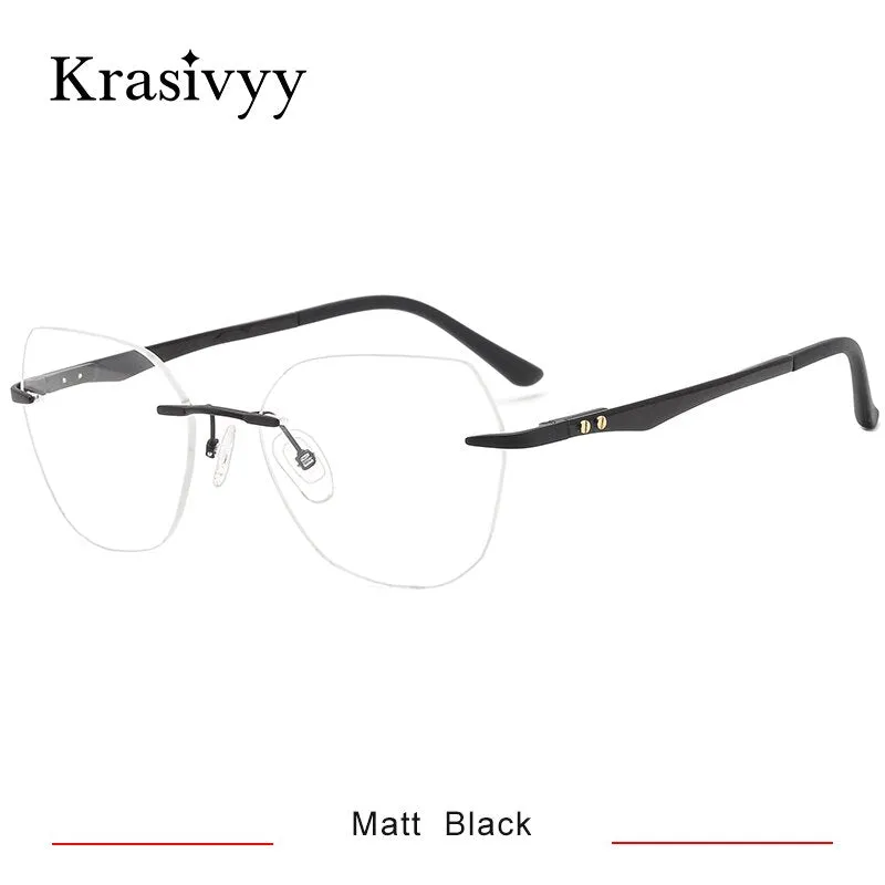 Krasivyy Women's Rimless Square Cat Eye Carbon Fiber Titanium Eyeglasses Kr16026