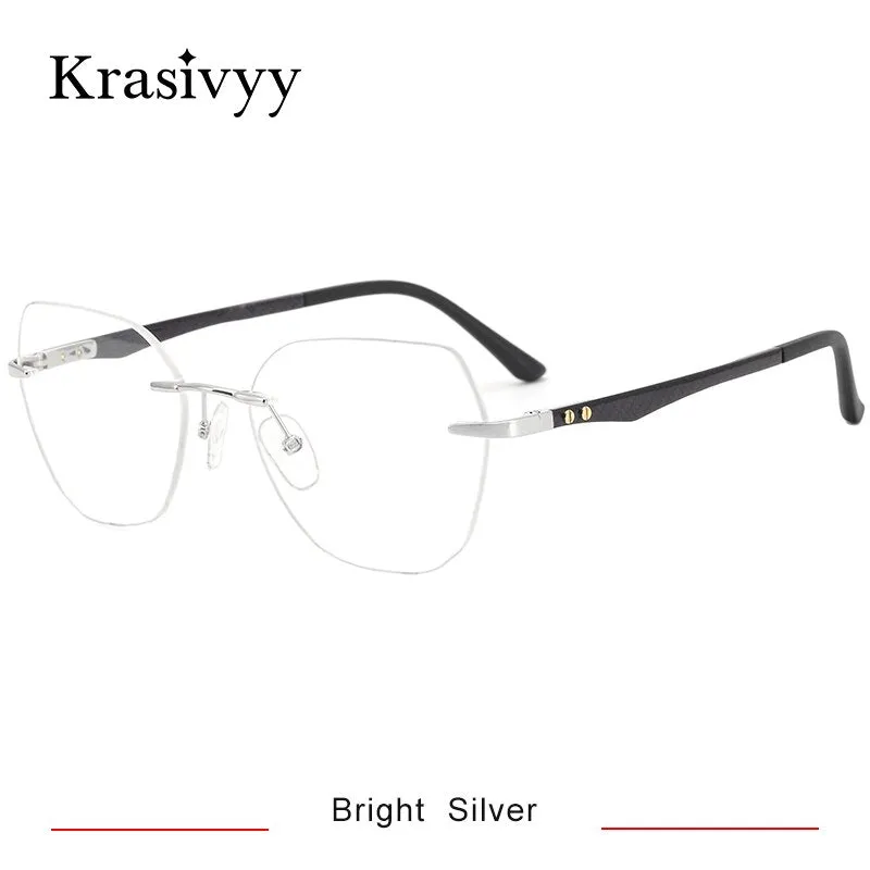 Krasivyy Women's Rimless Square Cat Eye Carbon Fiber Titanium Eyeglasses Kr16026