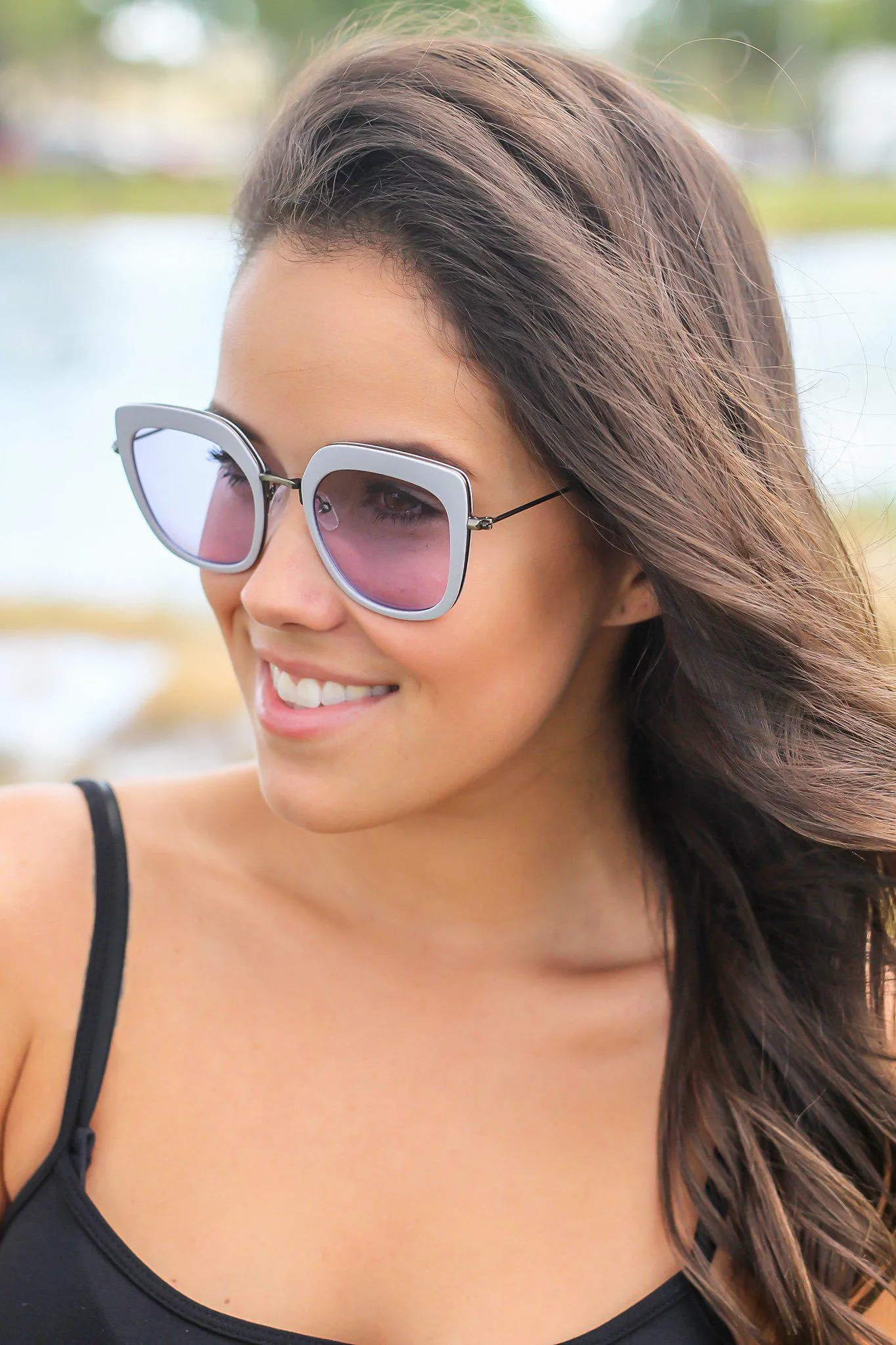 Light Purple Retro Frame Sunglasses