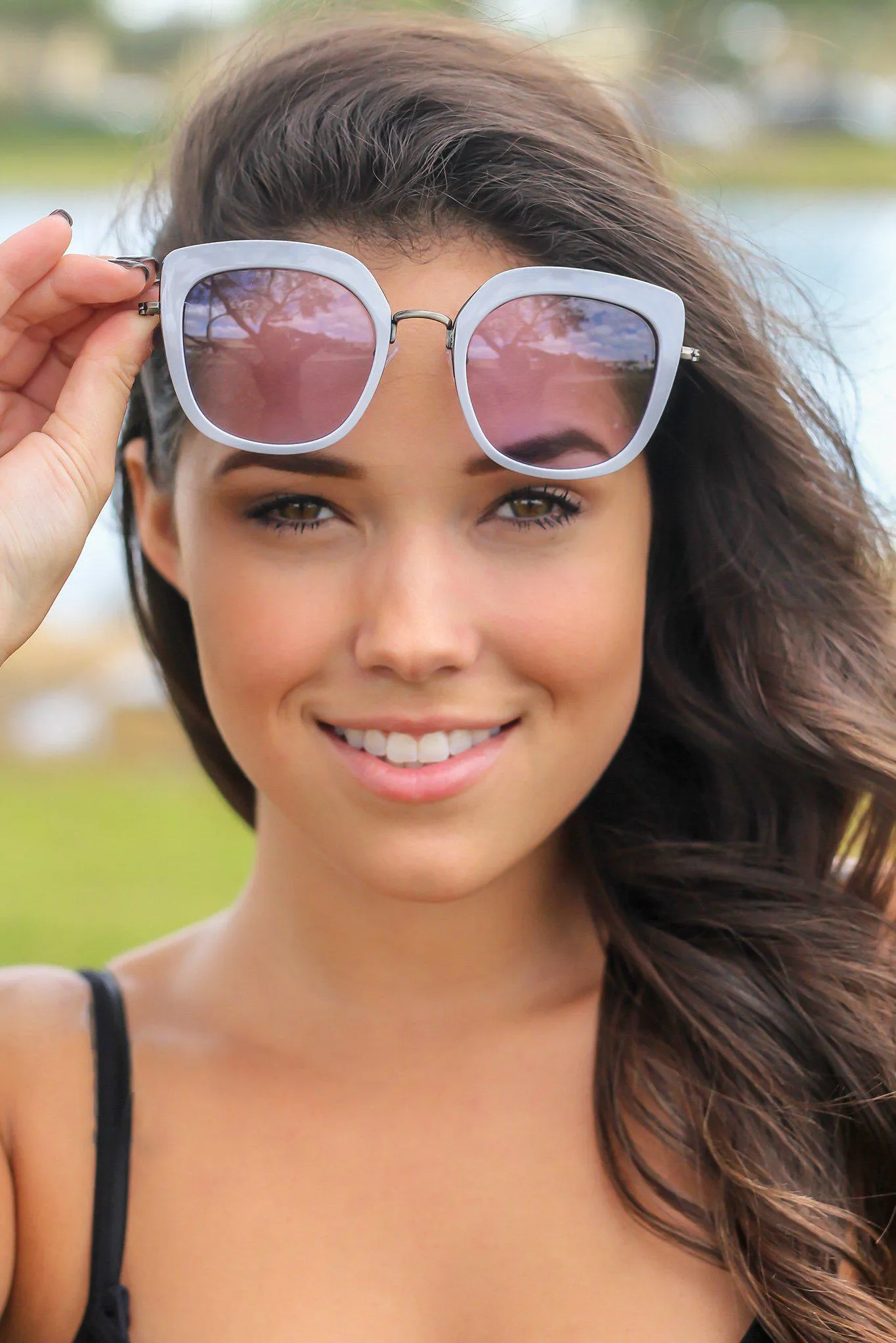 Light Purple Retro Frame Sunglasses