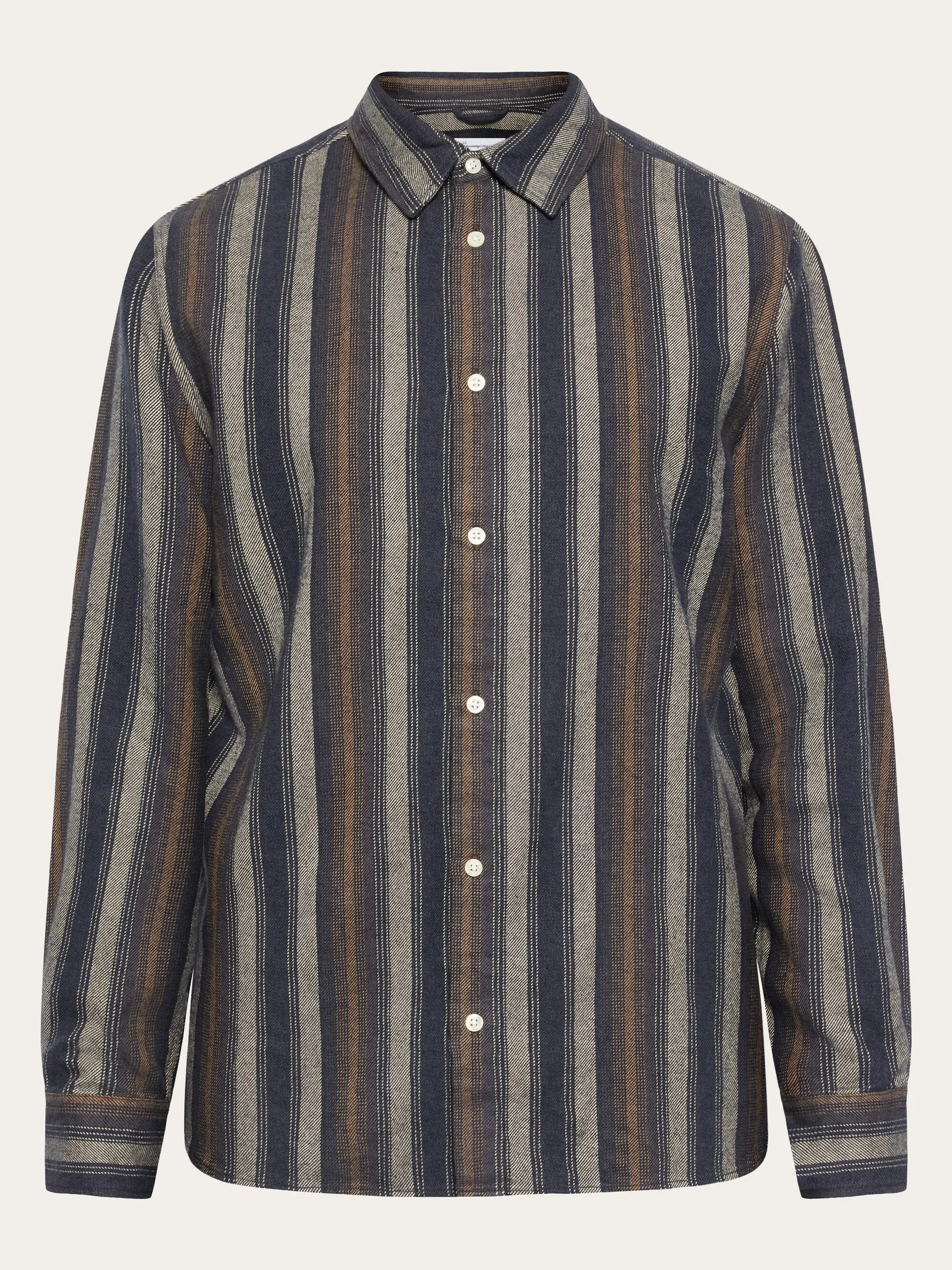 Loose fit striped flannel shirt - GOTS/Vegan - Yellow stripe