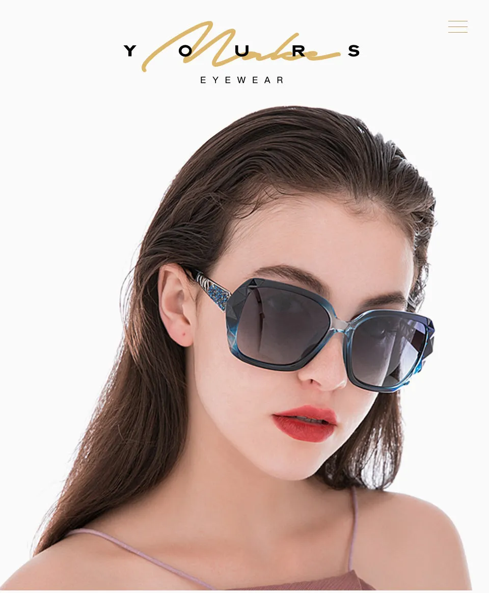 Luxury Brand Ladies Polarized Sunglasses Women Oversized Prismatic Eyewear Ac404