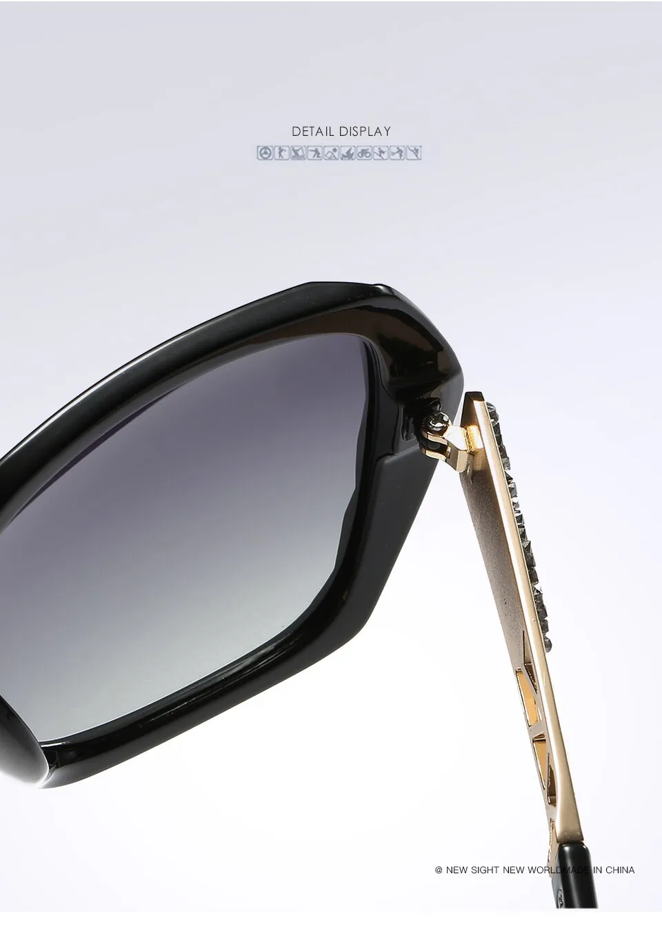 Luxury Brand Ladies Polarized Sunglasses Women Oversized Prismatic Eyewear Ac404