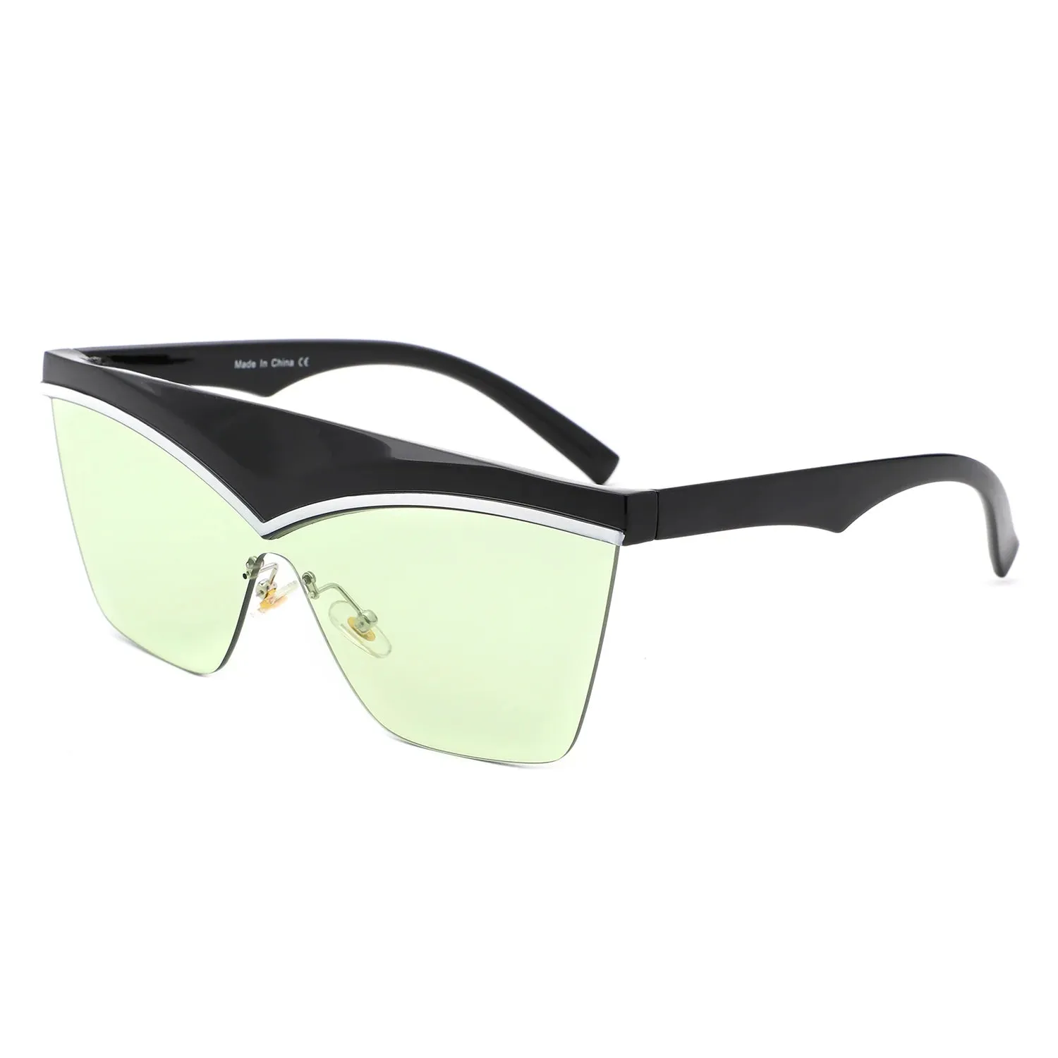 Lythia - Semi-Rimless Fashion Flat Top Sunglasses