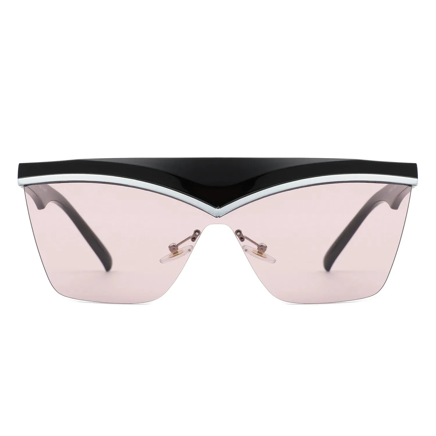 Lythia - Semi-Rimless Fashion Flat Top Sunglasses