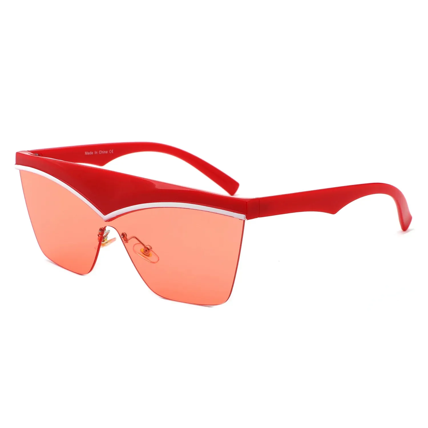 Lythia - Semi-Rimless Fashion Flat Top Sunglasses