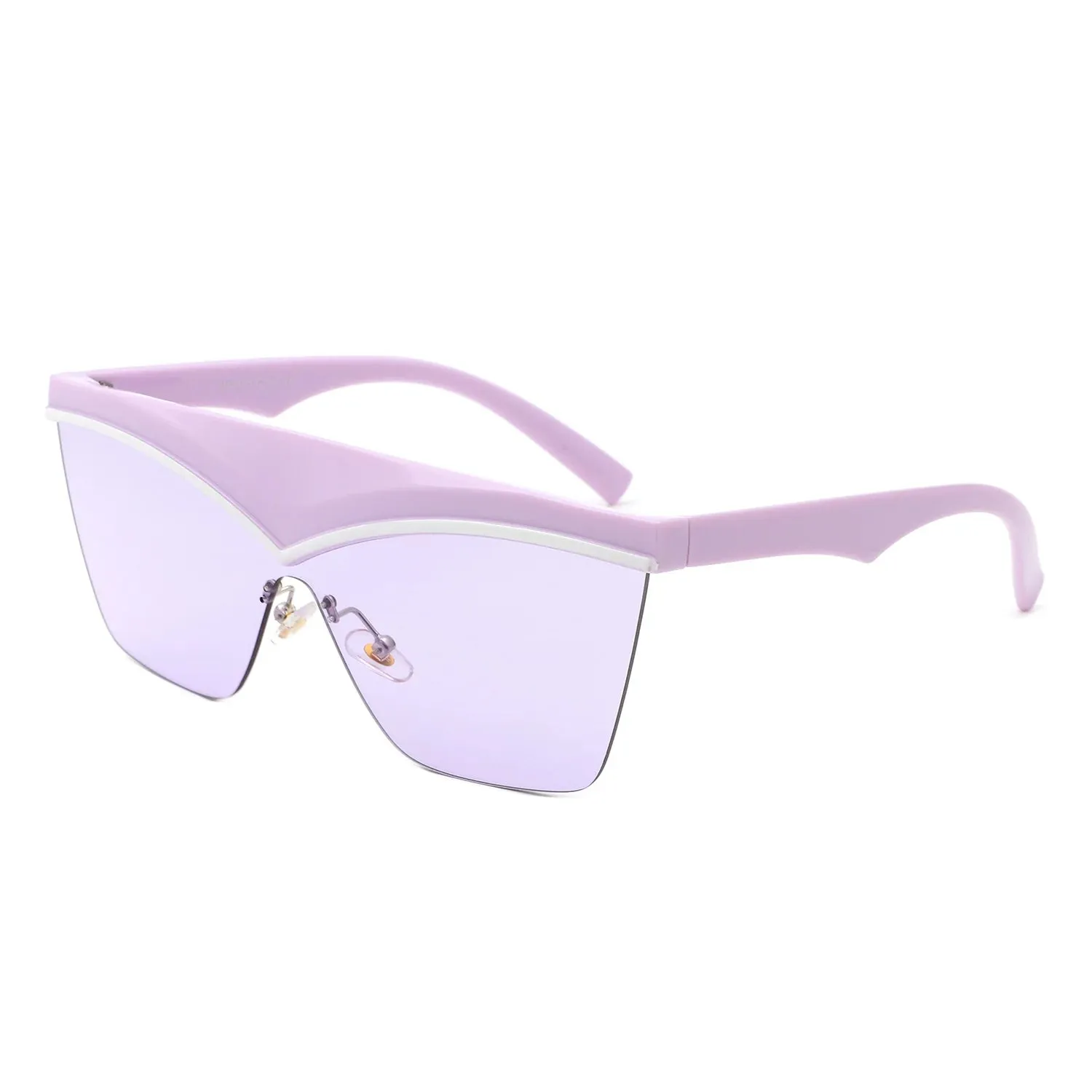 Lythia - Semi-Rimless Fashion Flat Top Sunglasses