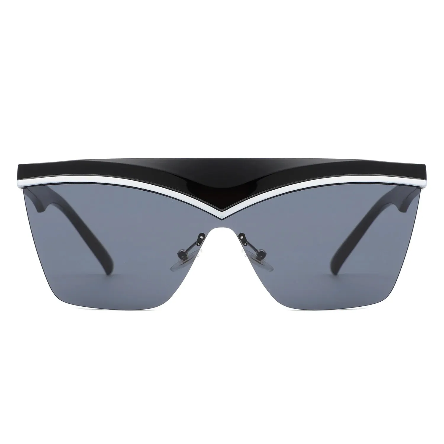 Lythia - Semi-Rimless Fashion Flat Top Sunglasses