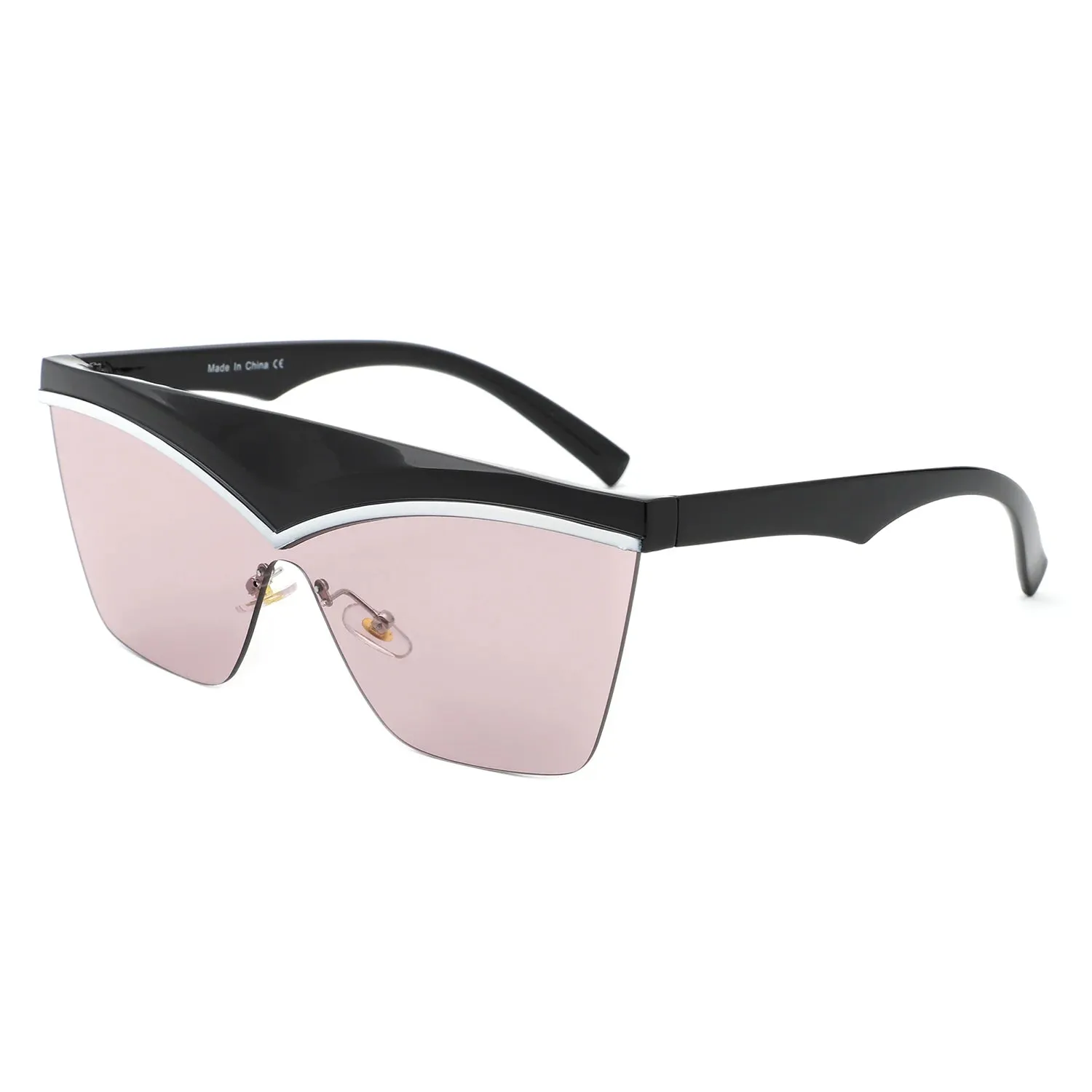 Lythia - Semi-Rimless Fashion Flat Top Sunglasses