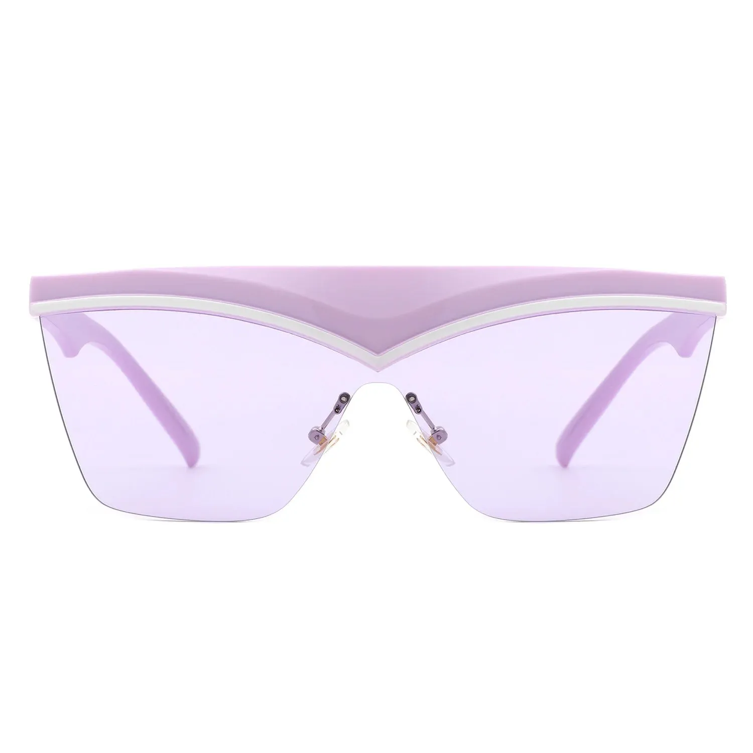 Lythia - Semi-Rimless Fashion Flat Top Sunglasses