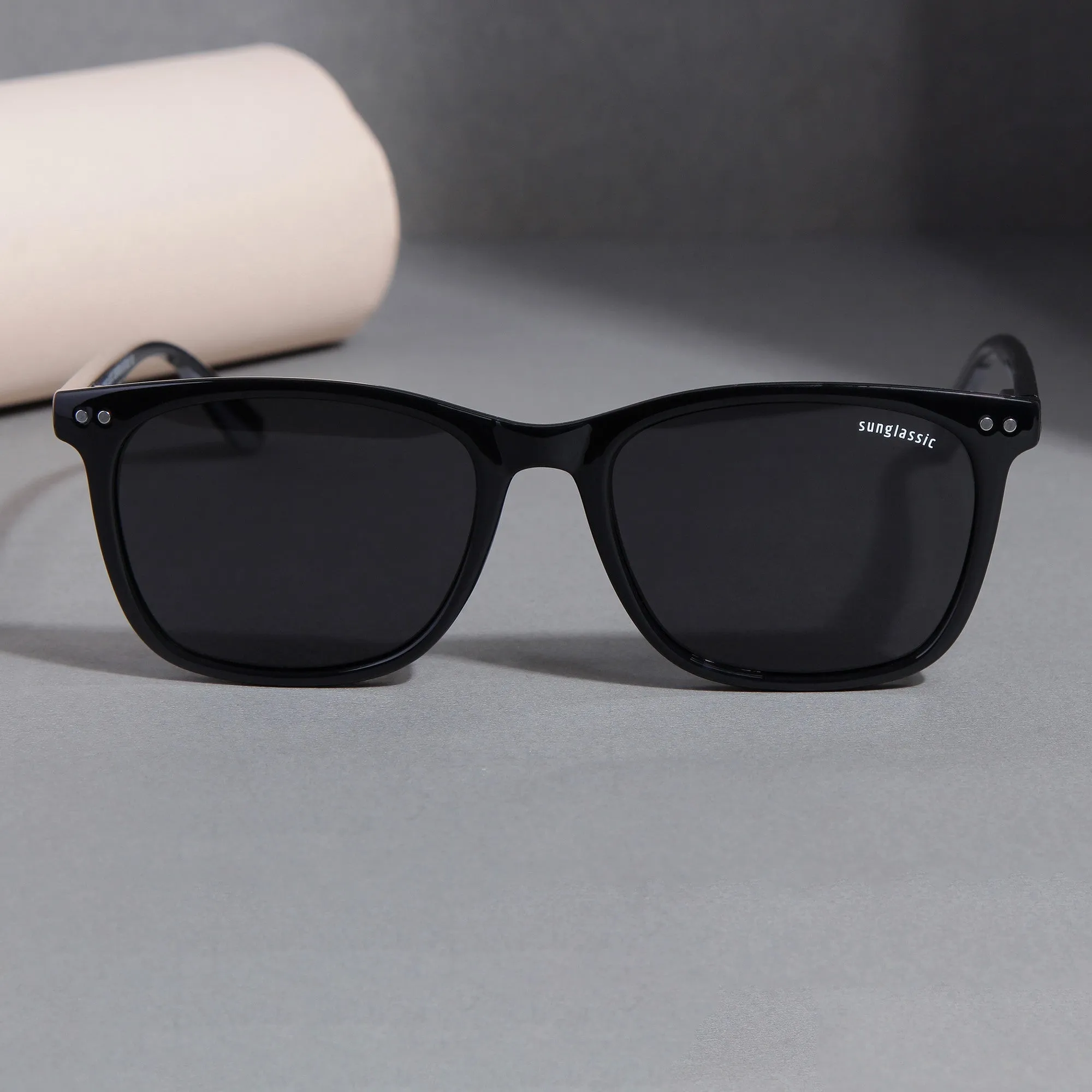 Marlton. Black Polarized TR90 Square Sunglasses