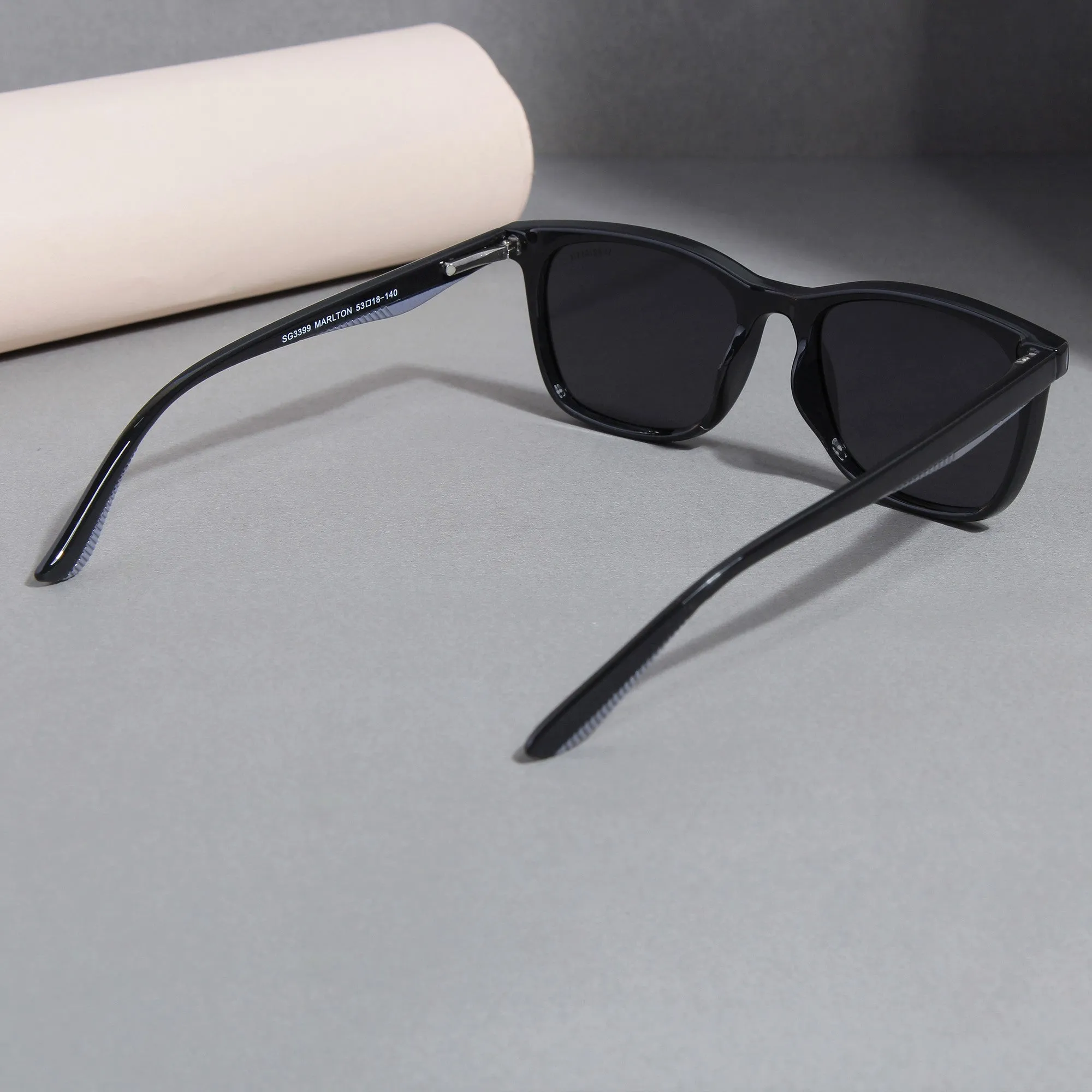 Marlton. Black Polarized TR90 Square Sunglasses