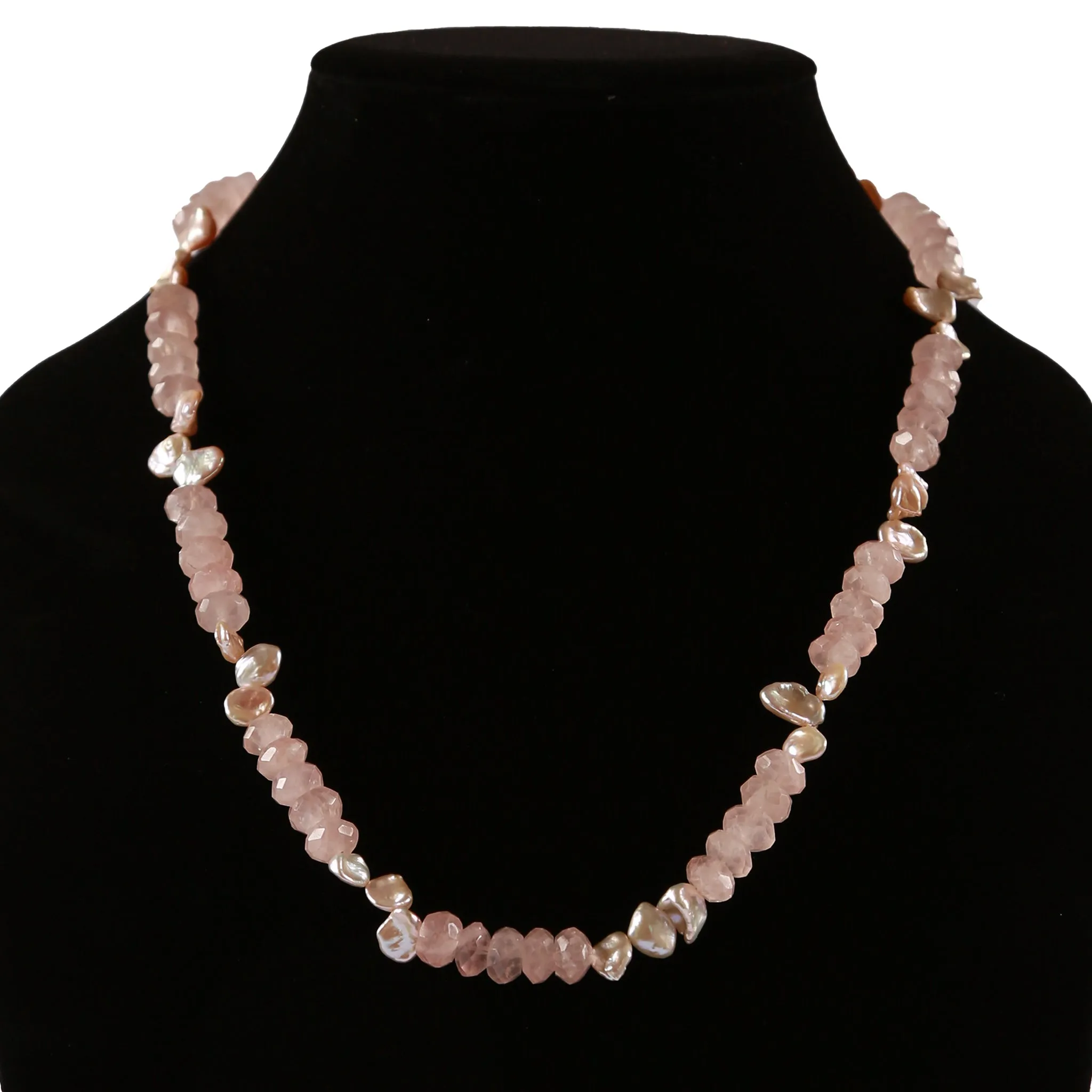 MEH Pink Rose of France and Freshwater Pearl Necklace