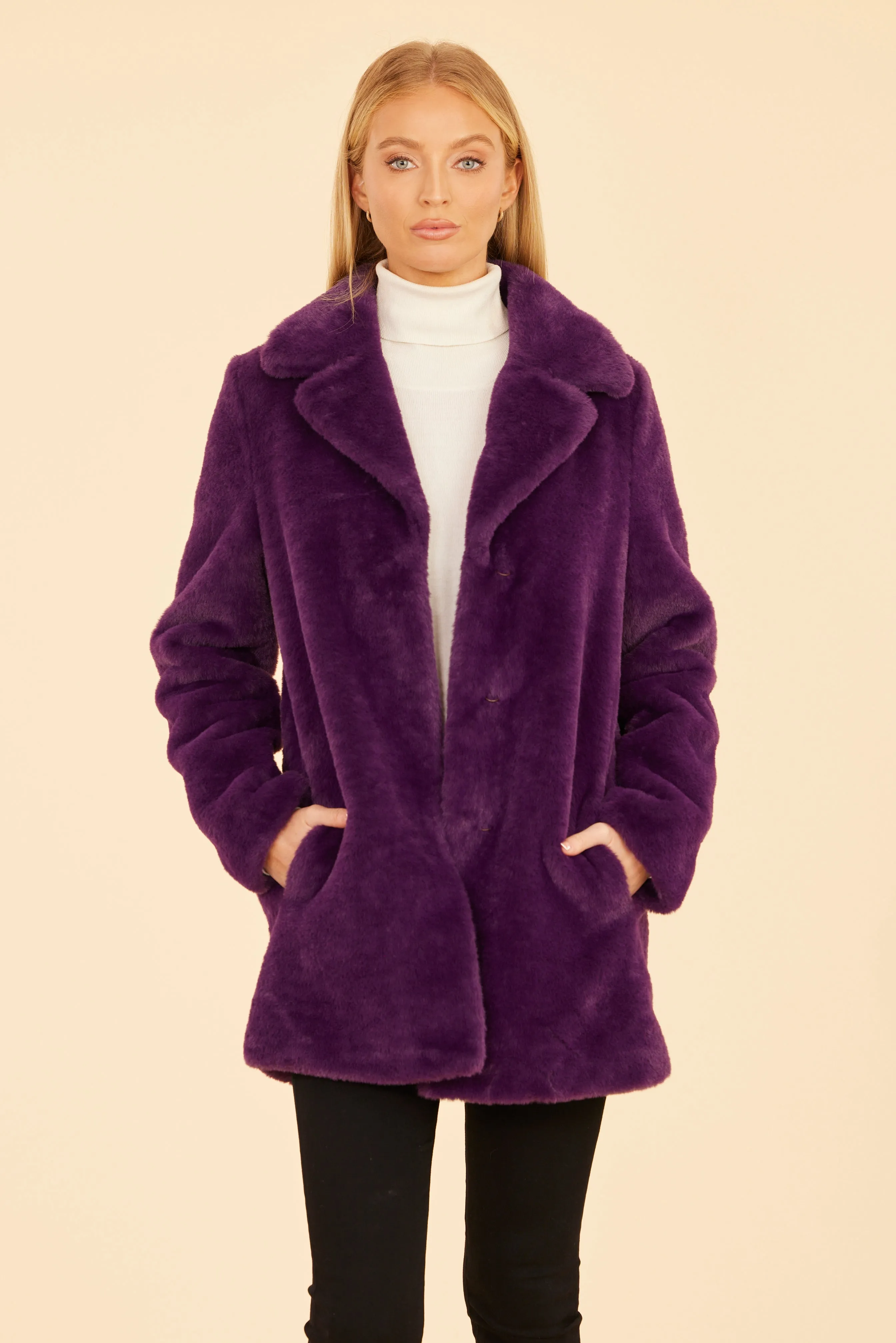 Mid-Length Faux Fur Coat