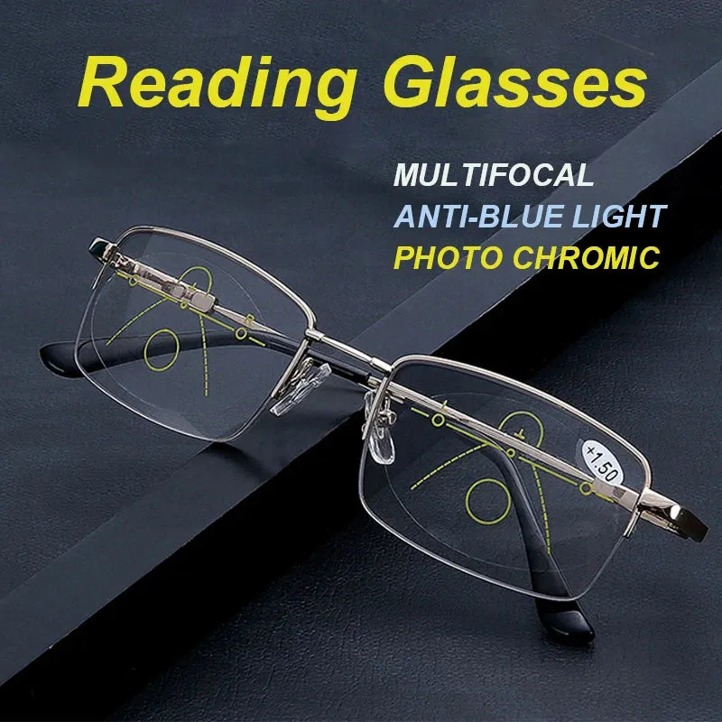 Multifunction Photochromeic Progressive Reading Glasses Driving Sunglasses