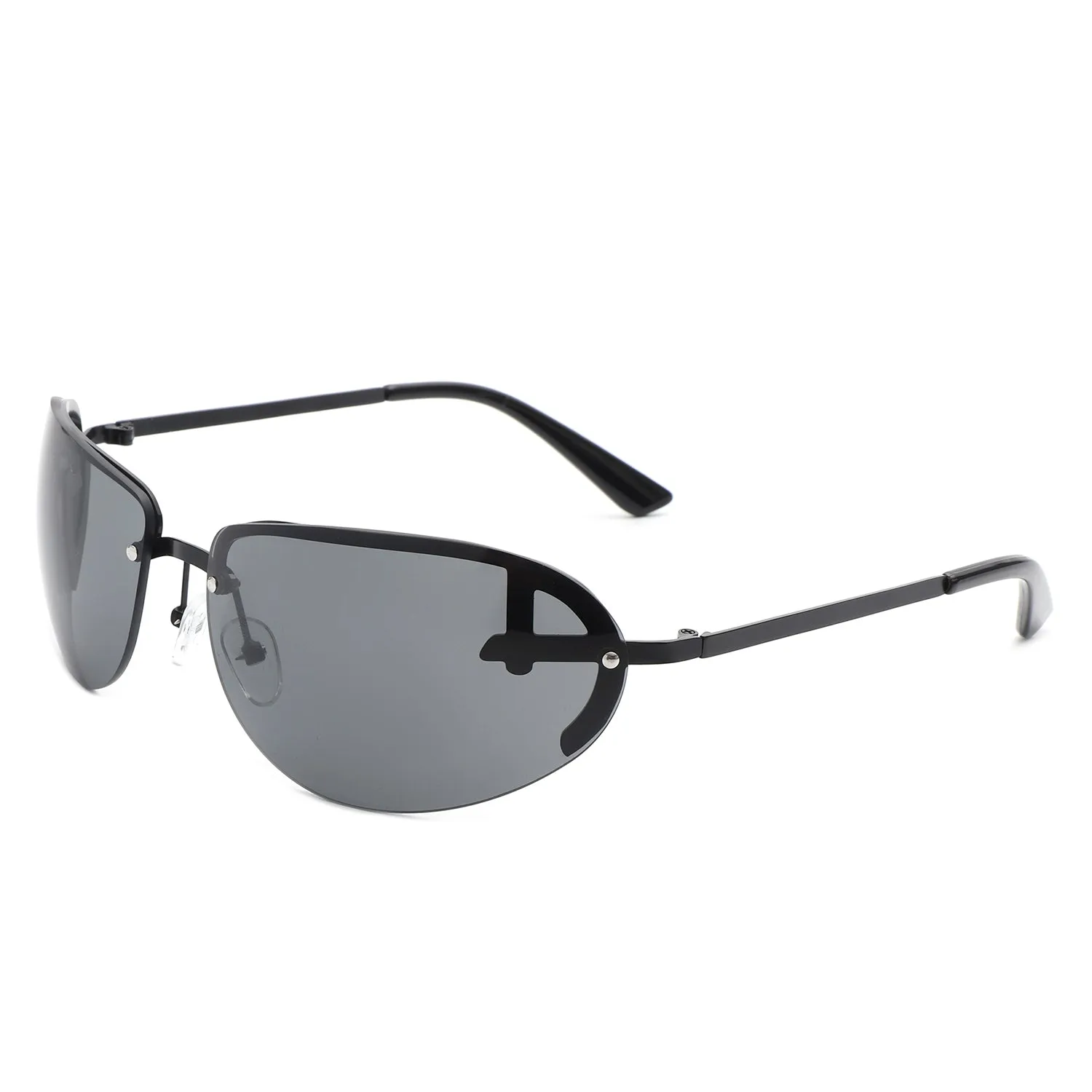 Oceandew - Retro Rimless Oval Tinted Round Sunglasses