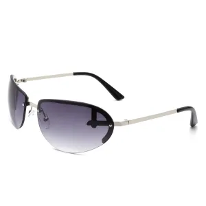 Oceandew - Retro Rimless Oval Tinted Round Sunglasses