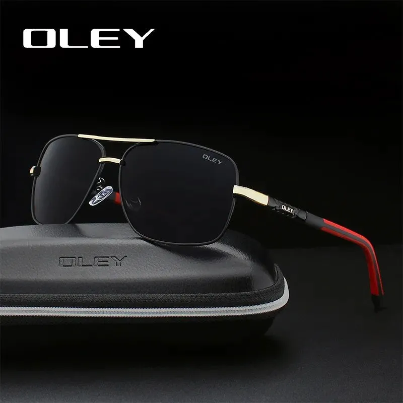 Oley Men's Full Rim Oval Aluminum Magnesium Polarized Sunglasses Y8724