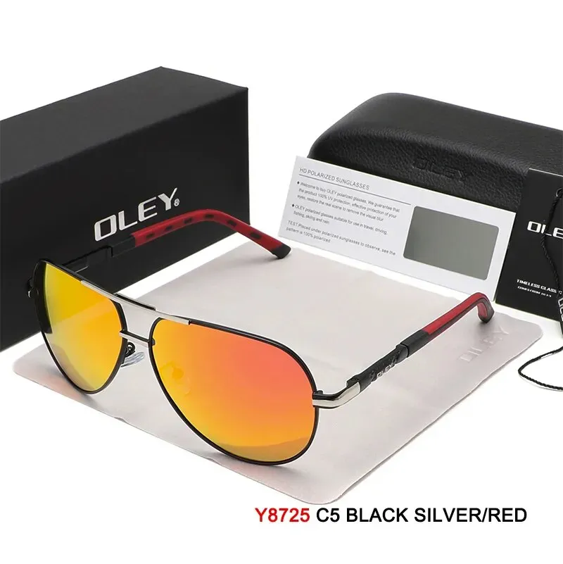 Oley Men's Full Rim Oval Aluminum Magnesium Polarized Sunglasses Y8724