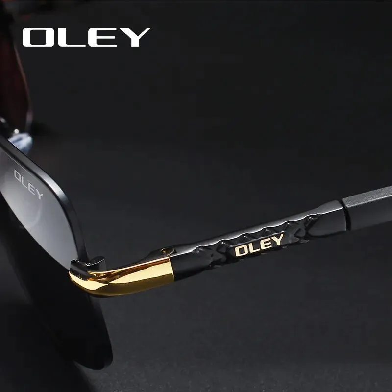 Oley Men's Full Rim Oval Aluminum Magnesium Polarized Sunglasses Y8724