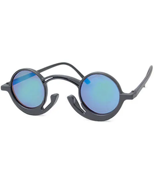 ORSON Black/Aqua Round Sunglasses