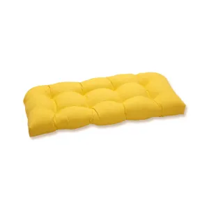 Outdoor/Indoor Fresco Solids Yellow Wicker Loveseat Cushion