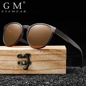 Polarized Sunglasses Men Women S5091 Brand  Wooden Sunglasses Women Round frame UV400