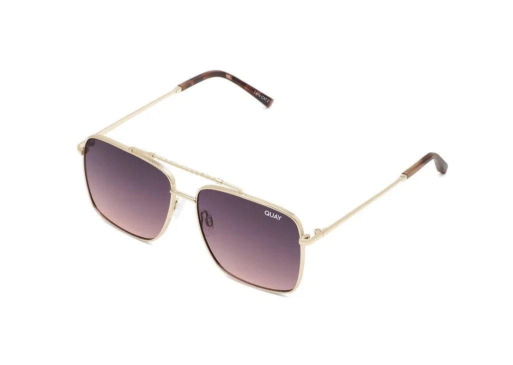 Quay Sunglasses - Hot Take in Gold/Smoke to Pink Lens